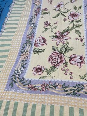 Tracy Porter Floral Woven Throw in Cream, Lavender & Green